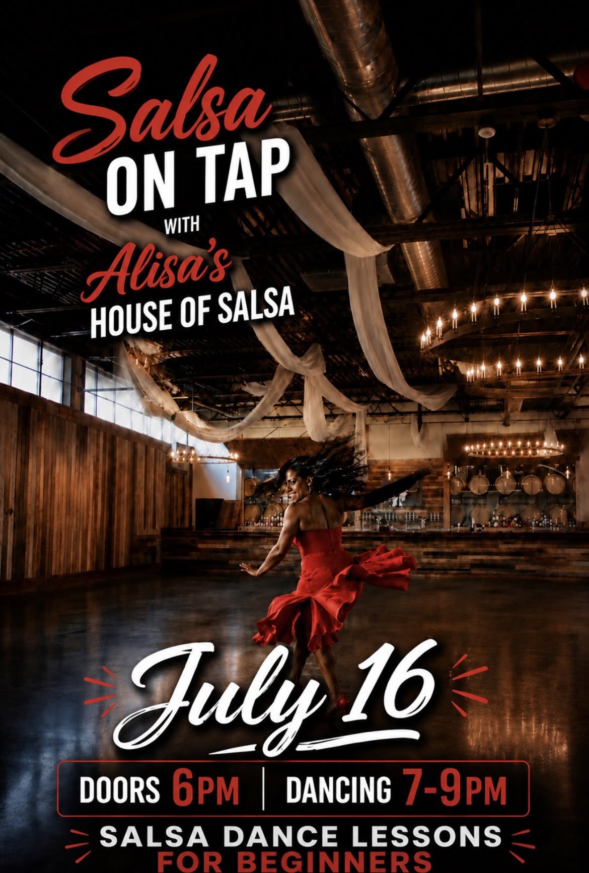 Salsa Dance Lessons for beginners with Alisa's House of Salsa! 7/16/26