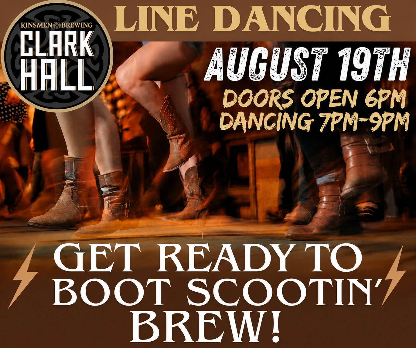 Boot, Scootin' Brew! Monthly Line Dancing! 8/19/26